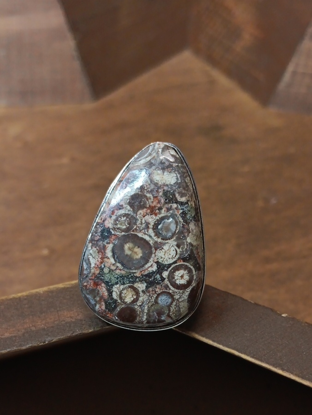 Handcrafted Bird's Eye Jasper Statement Ring in Multicolor